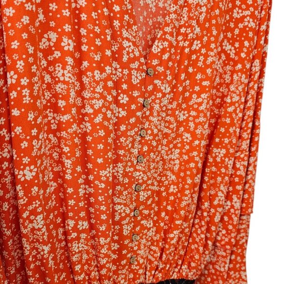 Intimately Free People Shes Ditsy Bodysuit, V-Neck, Floral, Lace Bottom, Size S - Picture 9 of 10